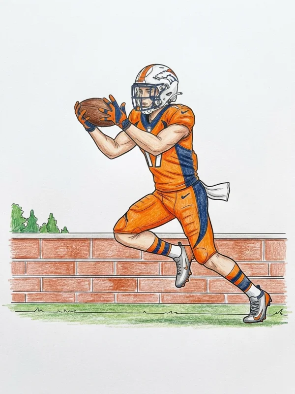 Jaylen Waddle coloring page colored in with pencils