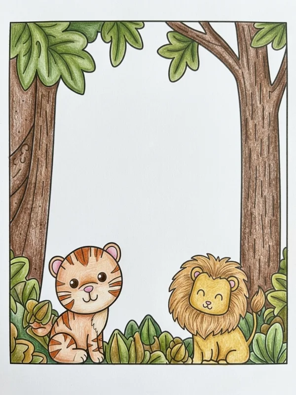 Dibujos de la Selva para Colorear, pintado con lápices de colores