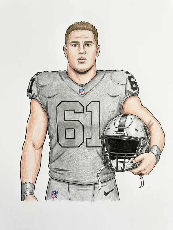 Las Vegas Raiders coloring page colored in with pencils