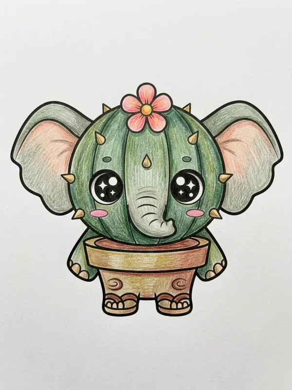 Lirili Larila coloring page colored in with pencils