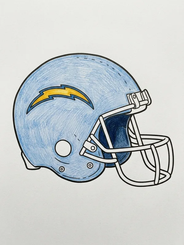 Los Angeles Chargers coloring page colored in with pencils
