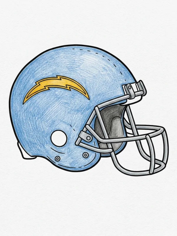 Los Angeles Chargers coloring page colored in with pencils