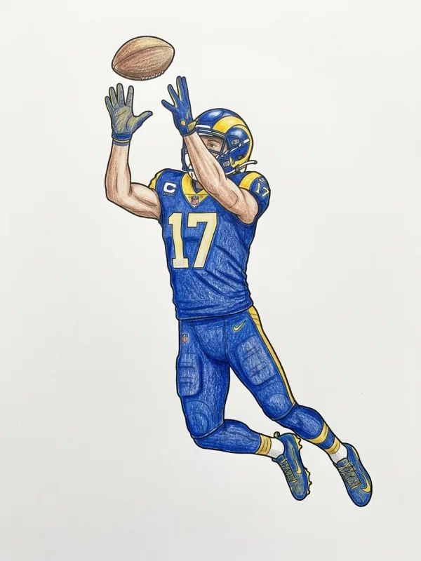 Los Angeles Rams coloring page colored in with pencils