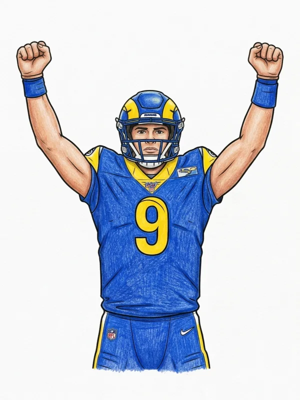 Matthew Stafford coloring page colored in with pencils