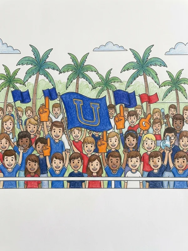 Miami Hurricanes coloring page colored in with pencils