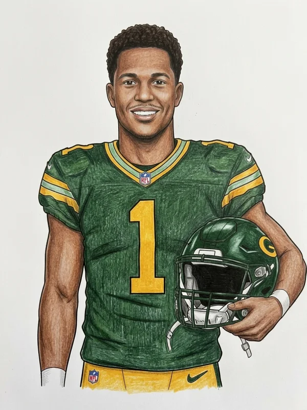 Micah Parsons coloring page colored in with pencils