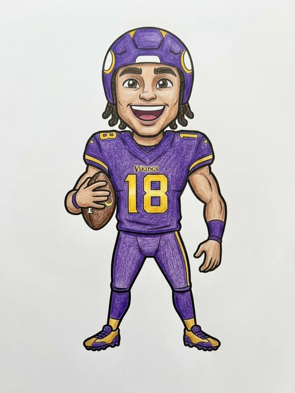Minnesota Vikings coloring page colored in with pencils