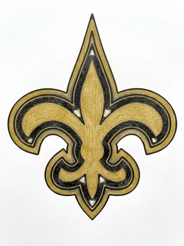 New Orleans Saints coloring page colored in with pencils