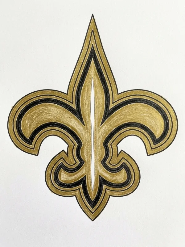 New Orleans Saints coloring page colored in with pencils