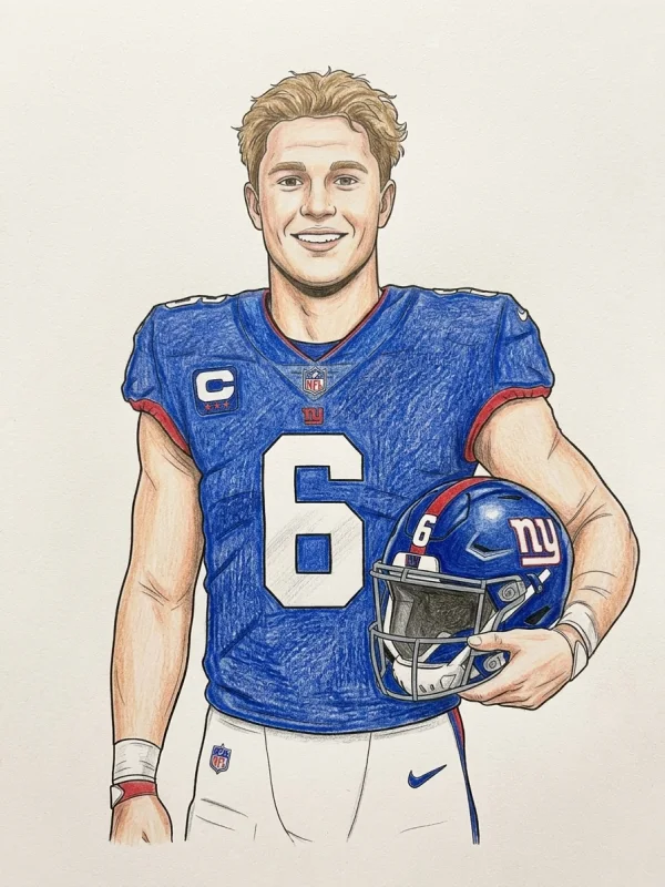 New York Giants coloring page colored in with pencils