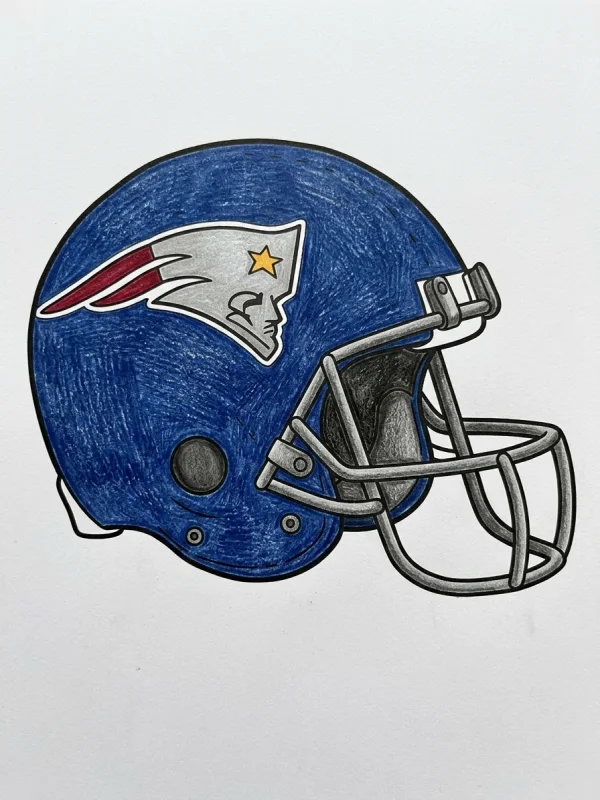 Nfl Helmet coloring page colored in with pencils