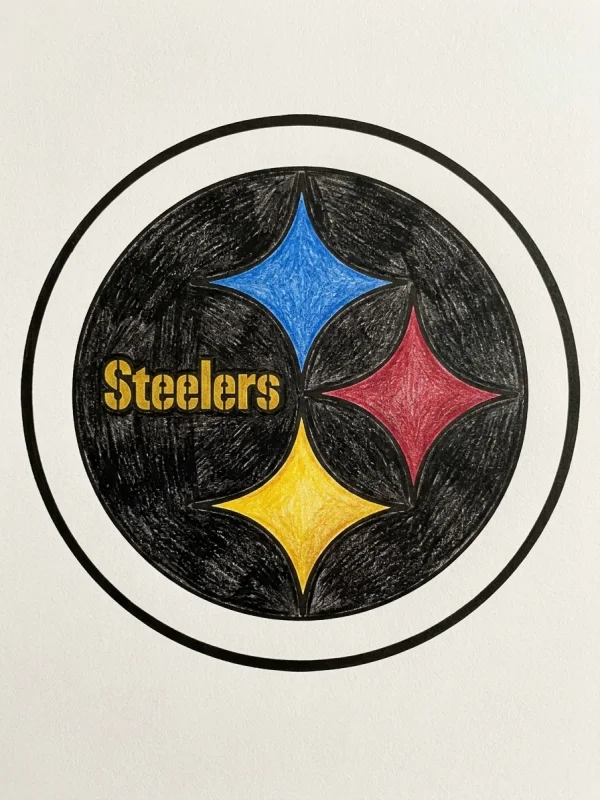 NFL Logos coloring page colored in with pencils