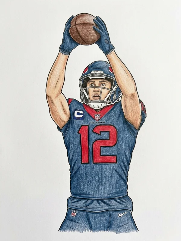 Nico Collins coloring page colored in with pencils