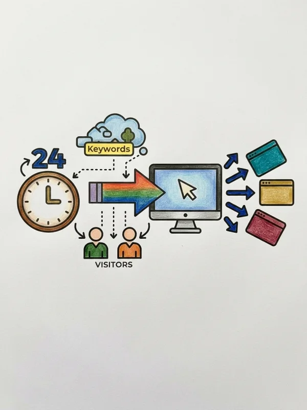 Office coloring page colored in with pencils