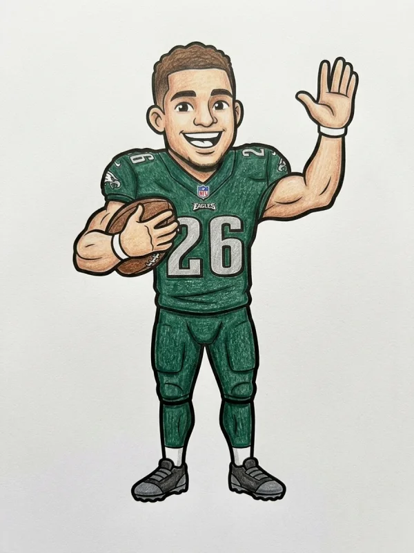 Philadelphia Eagles coloring page colored in with pencils