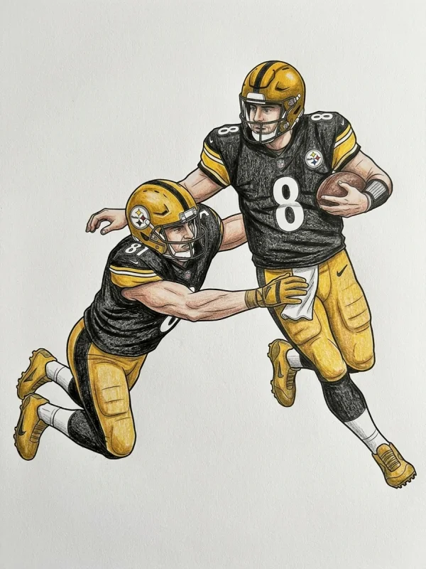 Pittsburgh Steelers coloring page colored in with pencils