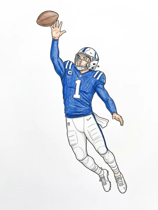 Sauce Gardner coloring page colored in with pencils