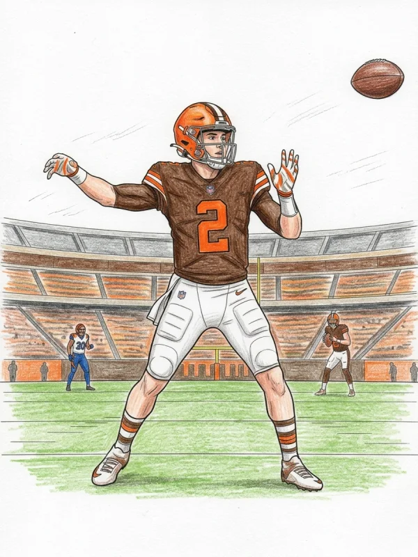 Shedeur Sanders coloring page colored in with pencils