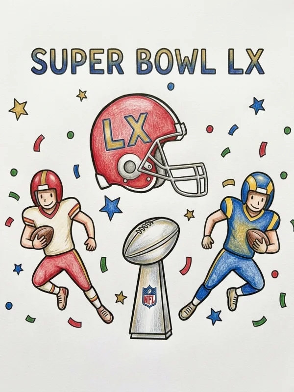 Dibujos del Super Bowl para Colorear, pintado con lápices de colores