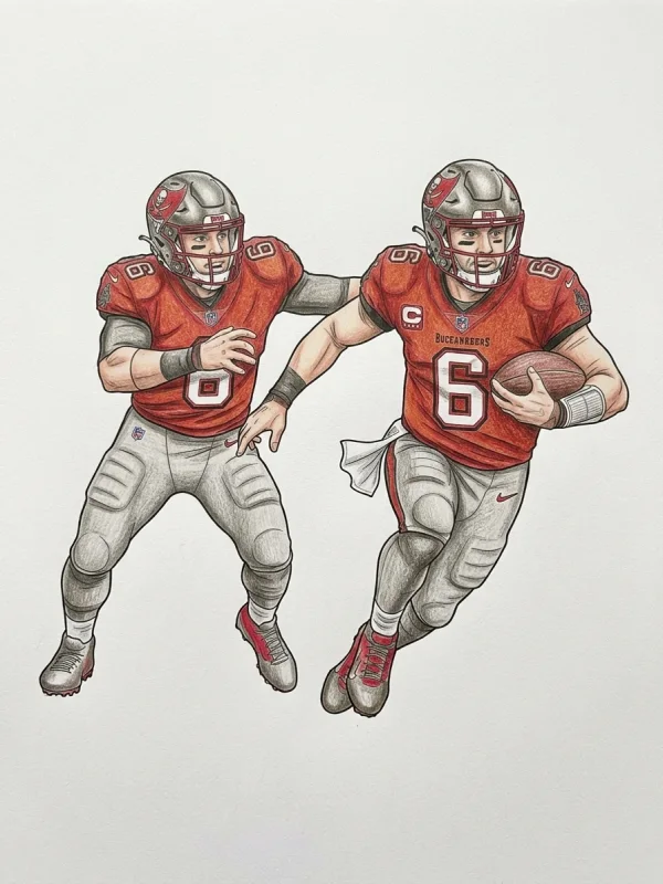 Tampa Bay Buccaneers coloring page colored in with pencils