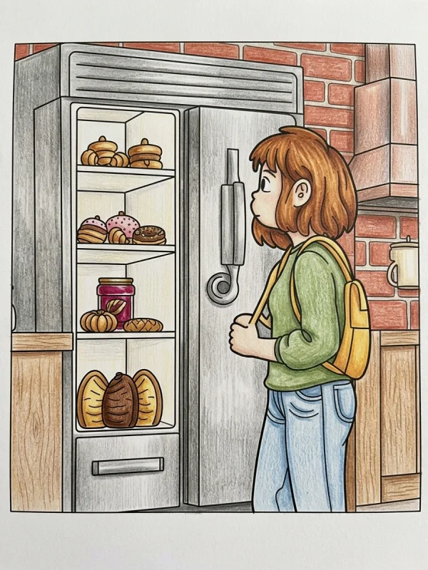 Teenager coloring page colored in with pencils