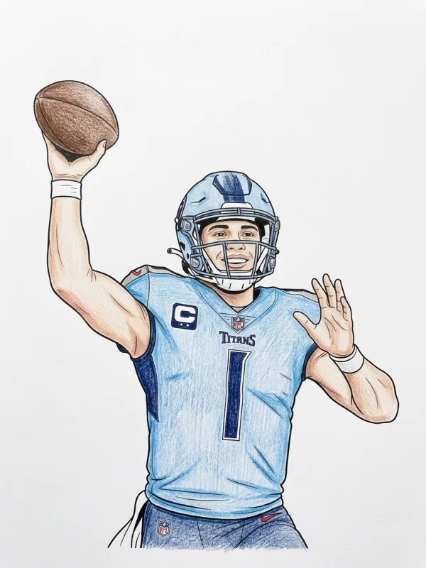Tennessee Titans coloring page colored in with pencils