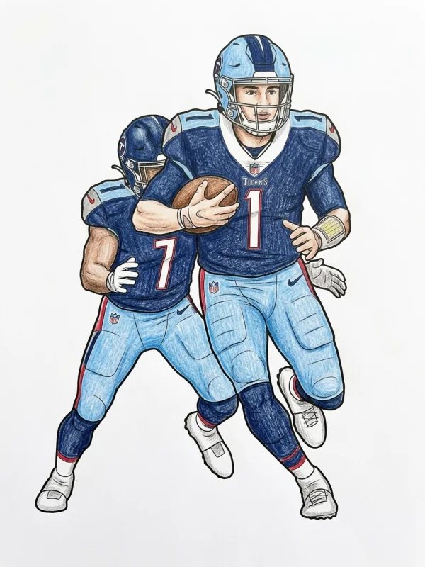 Tennessee Titans coloring page colored in with pencils
