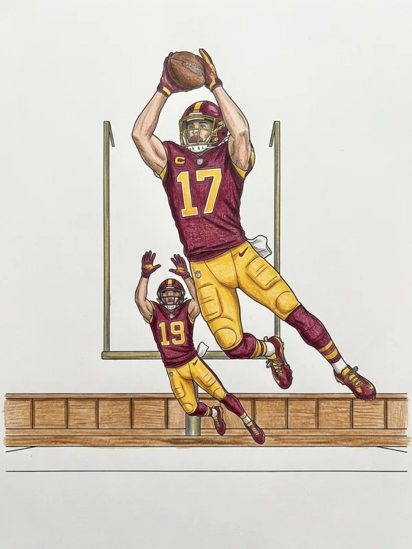 Terry Mclaurin coloring page colored in with pencils