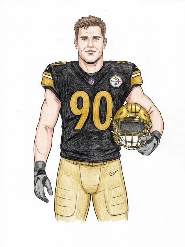 T.j. Watt coloring page colored in with pencils