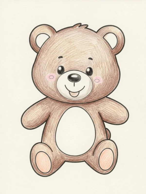 Toys coloring page colored in with pencils