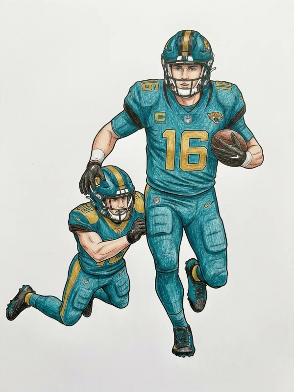 Trevor Lawrence coloring page colored in with pencils