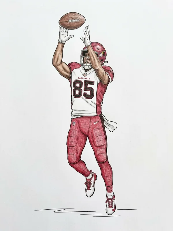 Trey Mcbride coloring page colored in with pencils