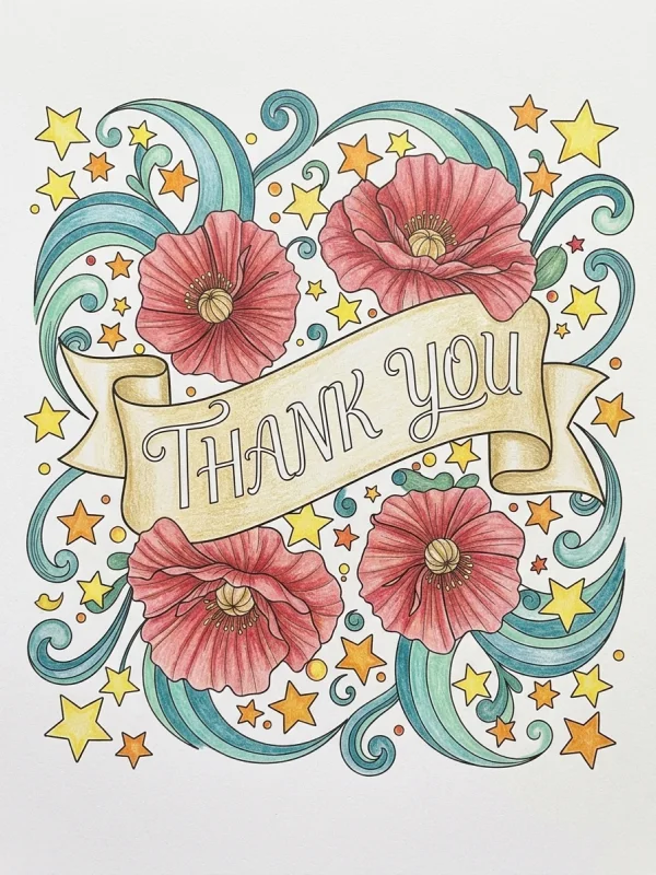 Veterans Day coloring page colored in with pencils
