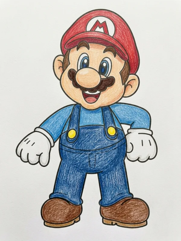 Videogames coloring page colored in with pencils